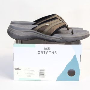Earth Origins Men's Brown & Gray Boyd Sport Flip Flop Sandal Size 9 NWT